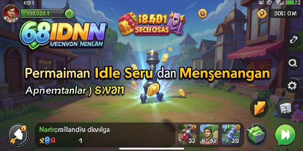 Screenshot menunjukkan karakter yang bekerja secara otomatis dalam permainan Idle.