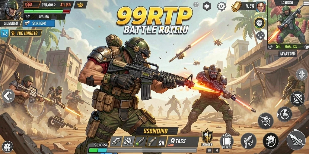 Screenshot dari gameplay 99RTP menunjukkan aksi intens Battle Royale.