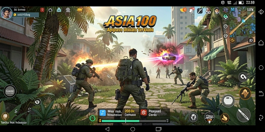 Screenshot utama menunjukkan dashboard user-friendly ASIA100 dengan berbagai fitur utilitas.