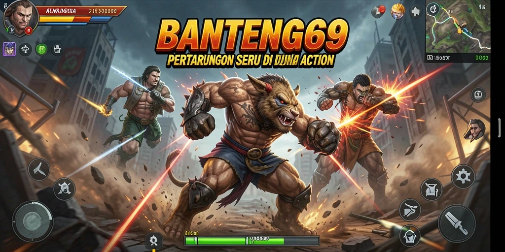 Tangkapan layar BANTENG69 menampilkan aksi pertarungan yang seru.