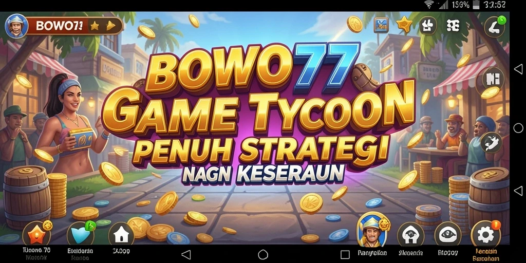 Screenshot utama BOWO77 menampilkan gameplay seru dan strategi bisnis yang mendebarkan.