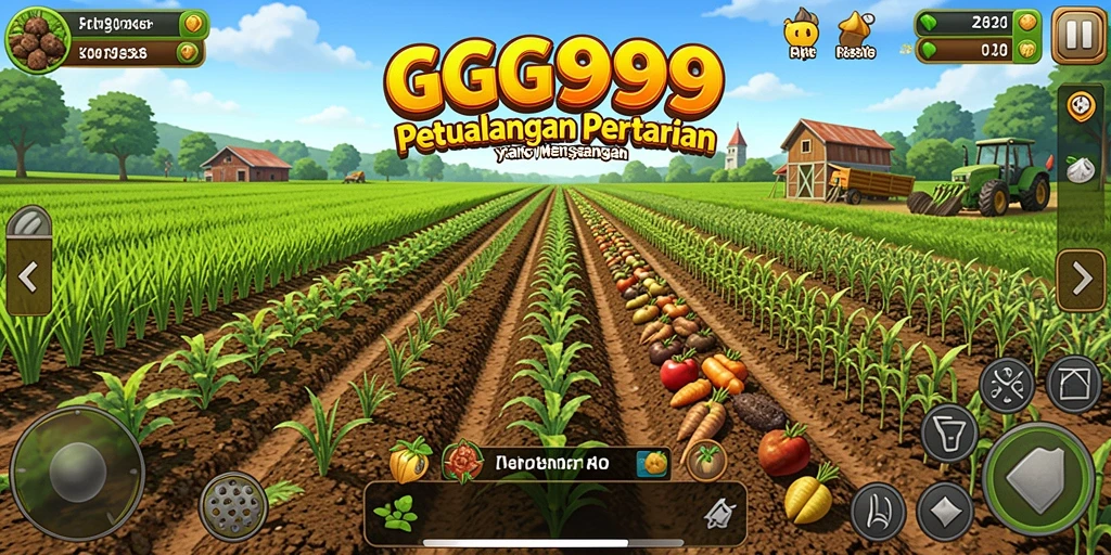 Screenshot gameplay GG999 menampilkan pengalaman pertanian yang seru.