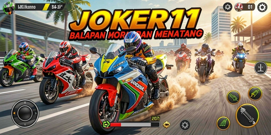 Tampilan menarik dari gameplay JOKER11 dalam balapan motor.
