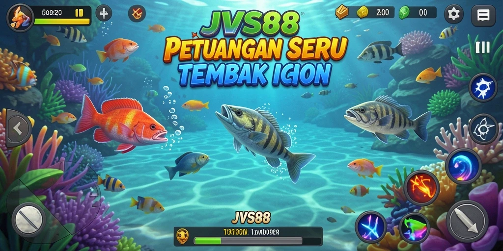Tampilan gameplay seru dalam JVS88 dengan berbagai ikan yang dapat ditangkap.