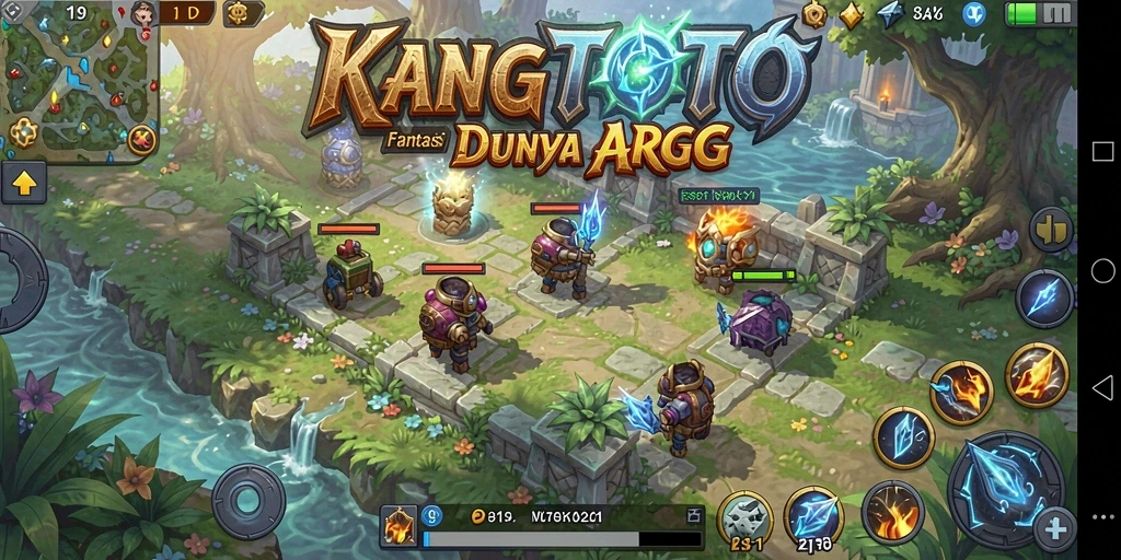 Tangkapan layar gameplay KANGTOTO yang menunjukkan aksi pertarungan epik.