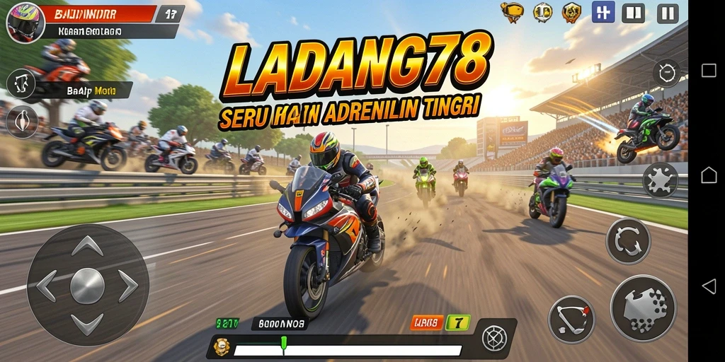 Tampilan gameplay mengasyikkan dalam balapan motor.