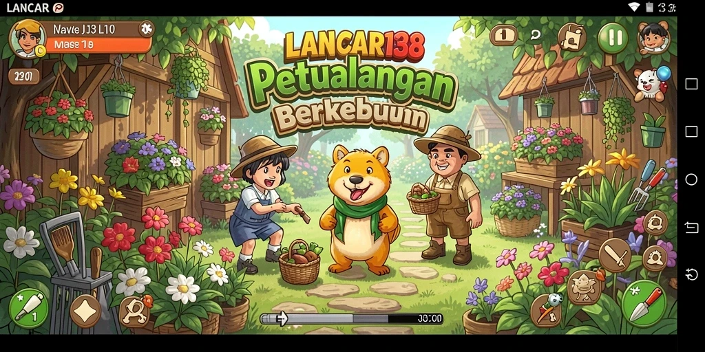 Tampilan gameplay seru dalam LANCAR138 dengan berbagai tanaman yang tumbuh.