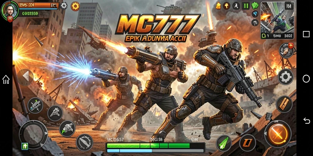 Screenshot mendebarkan dari pertempuran aksion di MC777.