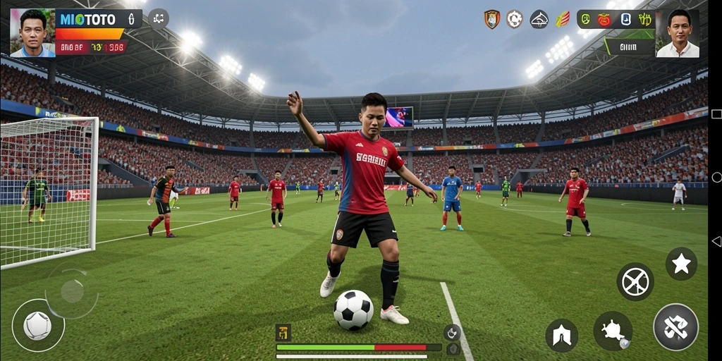 Screenshot dari gameplay MIOTOTO yang menunjukkan aksi seru di lapangan.