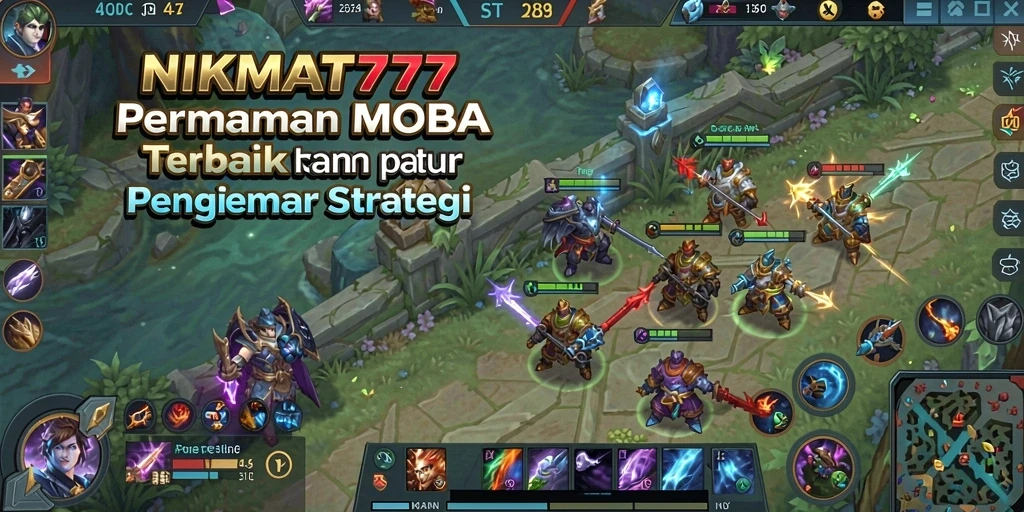 Tampilan gameplay seru dari NIKMAT777 dengan aksi strategis di arena MOBA.