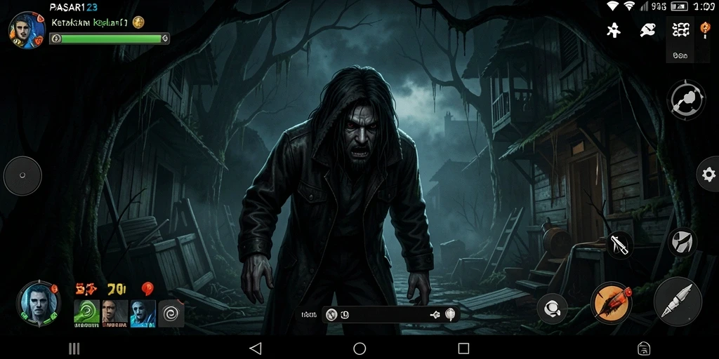 Screenshot menampilkan suasana mencekam di dalam pasar angker.