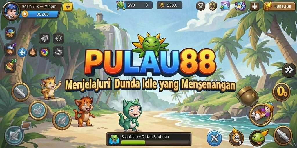 Tampilan gameplay menakjubkan di PULAU88 dengan pulau yang indah.