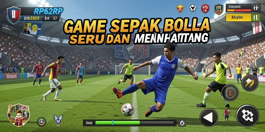 Tampilan gameplay menarik dari RP62RP dalam aksi sepak bola.
