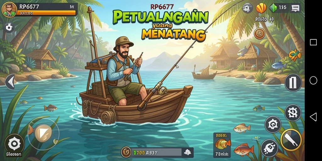 Tampilan gameplay memancing yang seru dan mengasyikkan dalam RP6677.
