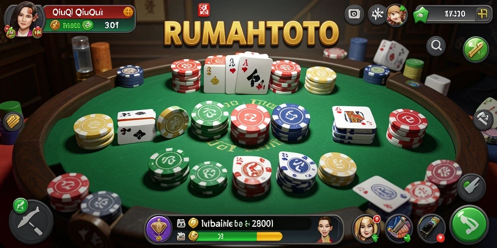Tampilan seru gameplay QiuQiu di RUMAHTOTO.