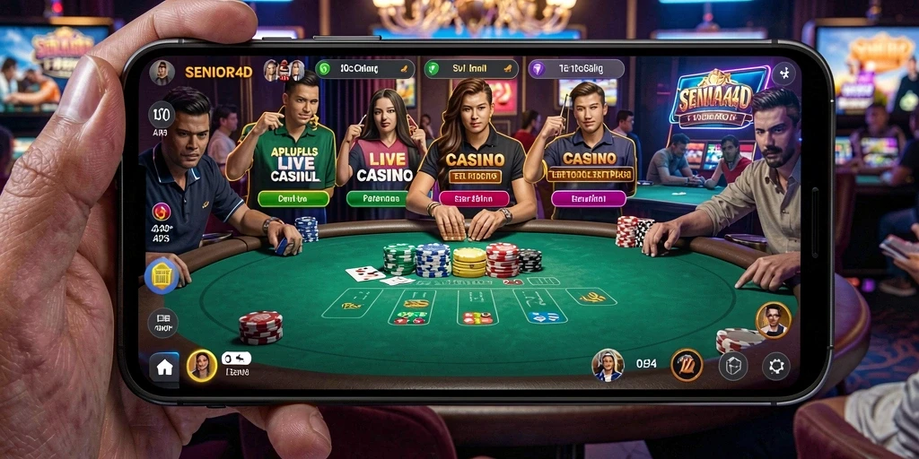 Screenshot game Live Casino SENIOR4D dengan dealer langsung yang menarik.