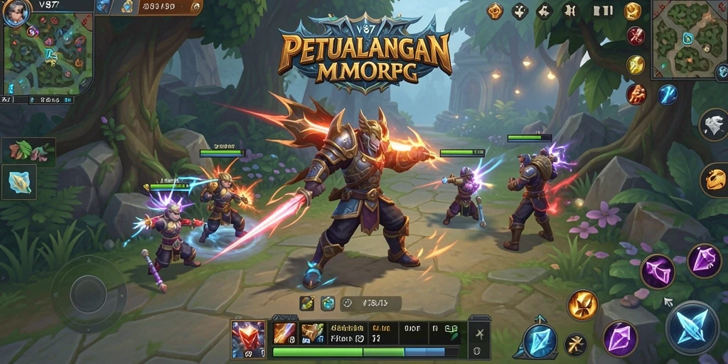 Gameplay V87 menampilkan pertarungan seru dan interaksi sosial.